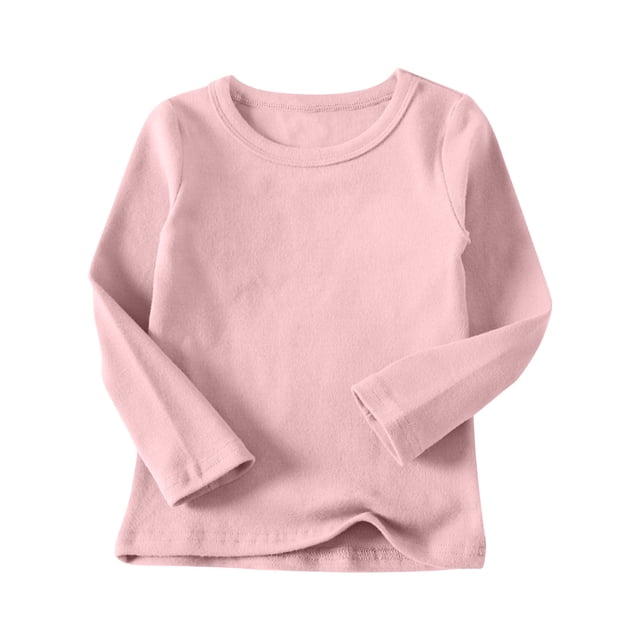 tarylea Baby Girl Clothes Crew Neck Undershirts Solid Color Long Sleeve Pullover Casual Loose Fall Basic Tops
