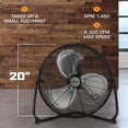 thumbnail image 3 of Hurricane Pro 20 Inch 3 Speed High Velocity Metal Floor Fan, Black (2 Pack), 3 of 8
