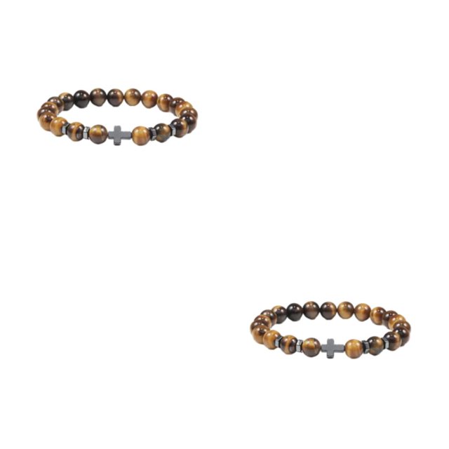Redempat Fashionable And Comfortable To Wear Unisex Beaded Bracelets For Everyday Chic tiger eye stone 2Set