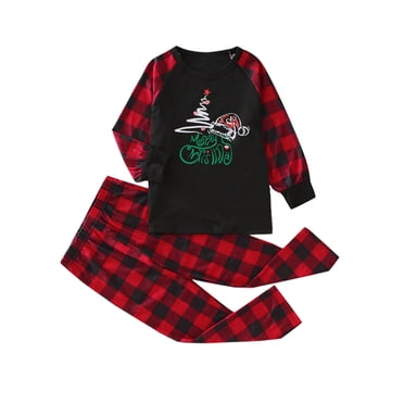 Fashion Christmas Kid Matching Pajamas Pjs For Family Red Plaid Top And Long Pants Sleepwear Sets