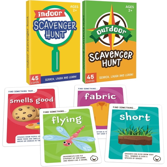 Scavenger Hunt Games for Kids, 88 Task Cards, Jumbo Size, Fun Outdoor Indoor Activities Toy, Card Games for Family Game Night, Camping, Party, Gifts for Ages 2+