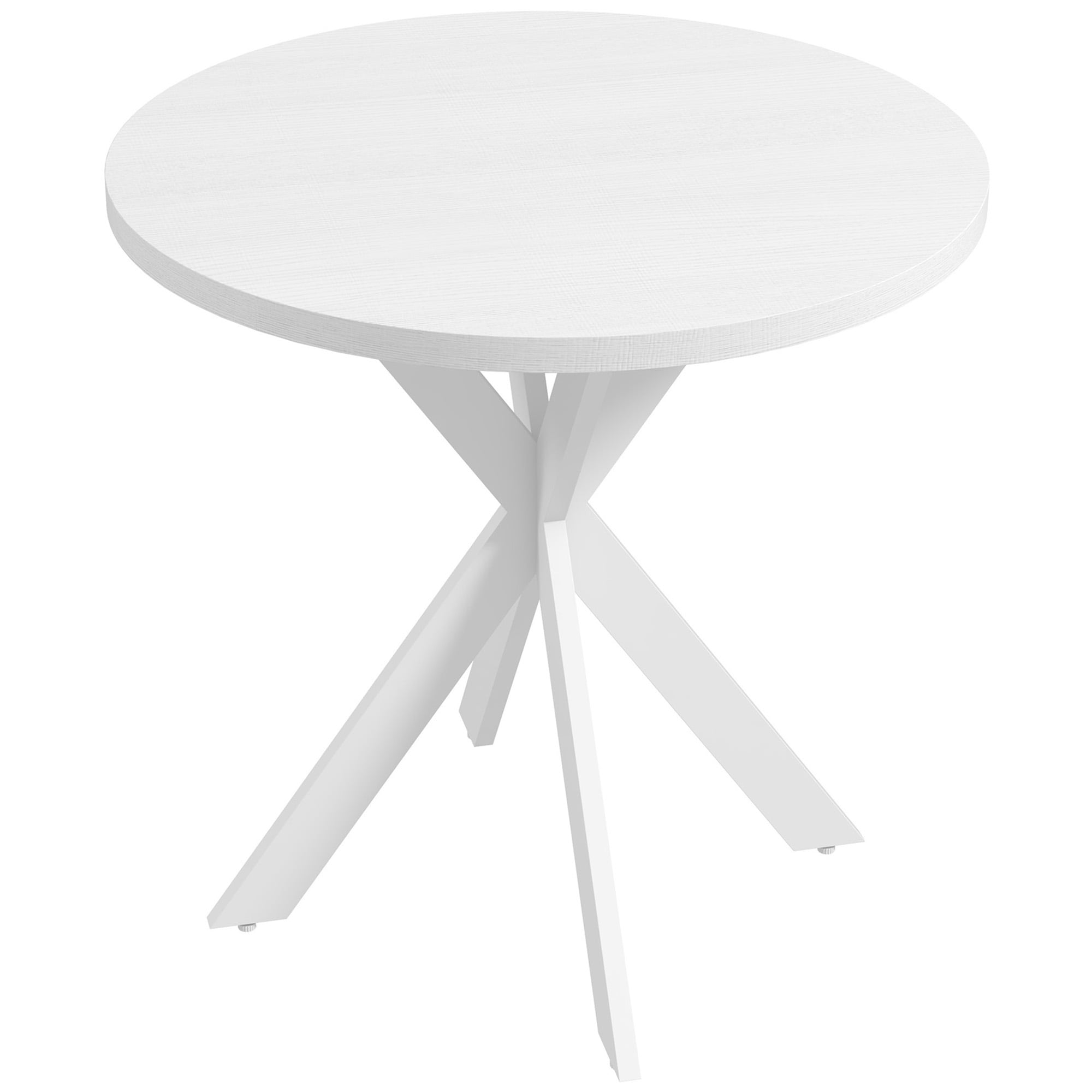 CoSoTower 29" Dining Table, Contemporary Round Kitchen Table with Steel Legs, White