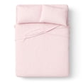 thumbnail image 1 of Mainstays Kids 220TC Cotton Chambray Pink Queen, 4 Piece Sheet Set, 1 of 8