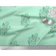 thumbnail image 2 of Soimoi Velvet Fabric Leaves & Floral Block Print Sewing Fabric Yard 58 Inch Wide, 2 of 3