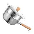 thumbnail image 1 of QualitChoice Highly Functional Cooking Pot And Durable Saucepan With Wooden Handle Preparing Soups And Sauces Electric Flat Bottom Silver 16cm, 1 of 6