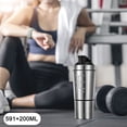 thumbnail image 1 of Czzoypi Leakproof Sports Water Bottle with Handle, Insulated Metal Gym Water Bottle for Fitness Yoga Exercise, Large Capacity 591ml+200ml Space Cup for Workout Hiking Travel Office, 1 of 7