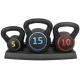 thumbnail image 1 of PRISP 3-Piece Kettlebell Weight Set - 5lb 10lb 15lb Free Weights with Rack, 1 of 9