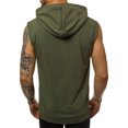 thumbnail image 2 of Innerwin Débardeurs à Capuche Sans Manches pour Hommes Été Fermeture Éclair Coupe Régulière Vert Armée 2TG, 2 of 3
