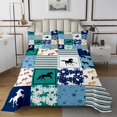 thumbnail image 1 of Ensemble de Courtepointe Cheval Ensemble de Couvre-Lit Western Lit Simple, Ensemble de Couvre-Lit Animaux de Ferme Patchwork Rayé Matelassé Soleil et Lune Constellation Déco de Chambre, 1 of 5