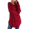 thumbnail image 2 of CHUANK Chemise Longue Cache-Ventre Fluide à Col Rond Unie à Manches Longues Hauts Grande Taille pour Femmes Chic Tunique Confortable à Porter avec des Leggings Bleu TTG, 2 of 7