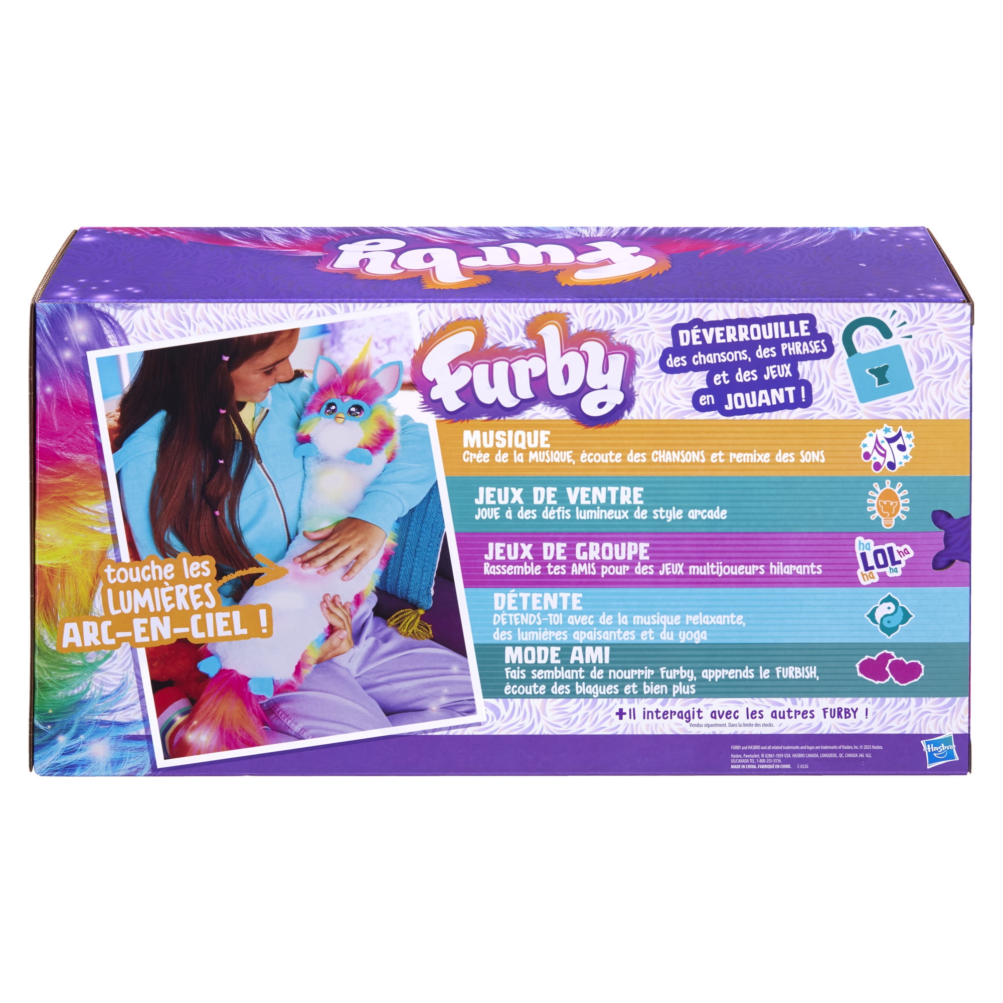Furby DJ Furby, jouet interactif arc-en-ciel - Version Française