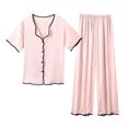 thumbnail image 1 of Ensemble de Pyjama Décontracté Imprimé pour Femmes, Manches Courtes et Pantalon Long, 1 of 8