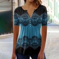 thumbnail image 2 of CEHVOM Femmes Mode Décontractée Imprimé Col Rond Ample Manches Courtes T-shirt Haut Blouse Chandail Liquidation, 2 of 5
