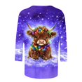 thumbnail image 4 of Staron Liquidation d'Été Hauts pour Femmes Manches 3/4 Animaux de Dessin Animé Tunique à Col Rond Hauts T-Shirts Basiques Chic Décontracté Hauts Amples Blouses Fluides, 4 of 5
