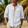 thumbnail image 1 of RXIRUCGD Chemise Blouse pour Homme Mode Décontractée Unie à Boutons, Col Rond, Manches Longues, Col Rabattu, Blanc, Taille : 2TG, 1 of 6