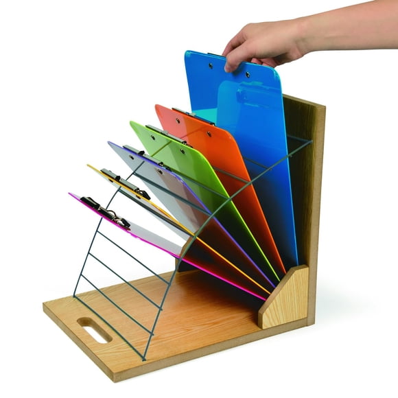 Fun Express Clipboard Holder - Holds 11 clipboards - Transform Your Workspace Stylish Wood Clipboard Storage for an Organized and Aesthetic Environment