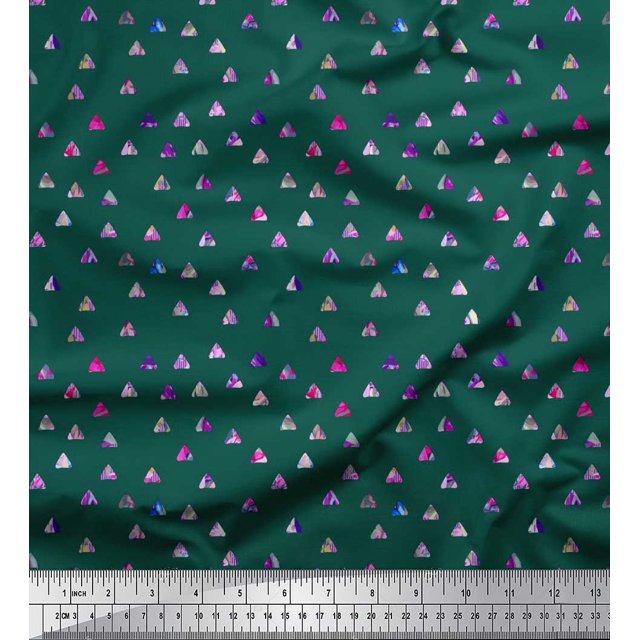 Soimoi Polyester Crepe Fabric Texture & Triangle Geometric Print Fabric by The Yard 42 Inch Wide