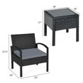 thumbnail image 2 of Gymax 3PCS Patio Rattan Conversation Furniture Set Outdoor Yard w/ Grey Cushions, 2 of 10