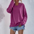 thumbnail image 2 of IROINID T-Shirt à Manches Longues en Polyester Réduit pour Femmes, Quotidien, Couleur Unie, Chandail à Capuchon, Chandails, Hauts, Blouse, Chandail à Capuchon Ample, Violet, 2 of 9