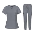 thumbnail image 4 of lionlar Nursing Uniforms Scrub Set V Neck Tops Jogger Pants Work suits for Healthcare Gray, 4 of 9