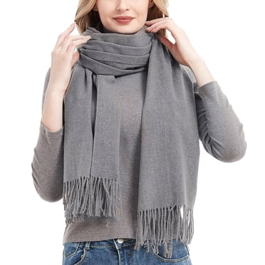 Foulard pour Femmes Hiver Mode pour Femmes Foulard d'Hiver Chaude Foulard de Couleur Unie Foulard à Franges Foulard Tricotée