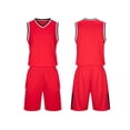 thumbnail image 2 of RKSTN Soccer Maillot Garçons Filles Col Rond Sans Manches Uniforme d'Entraînement de Soccer Deux Pièces Maillot Athlétique Ensemble de Sport (Rouge, 2TP) Unisexe, 2 of 6