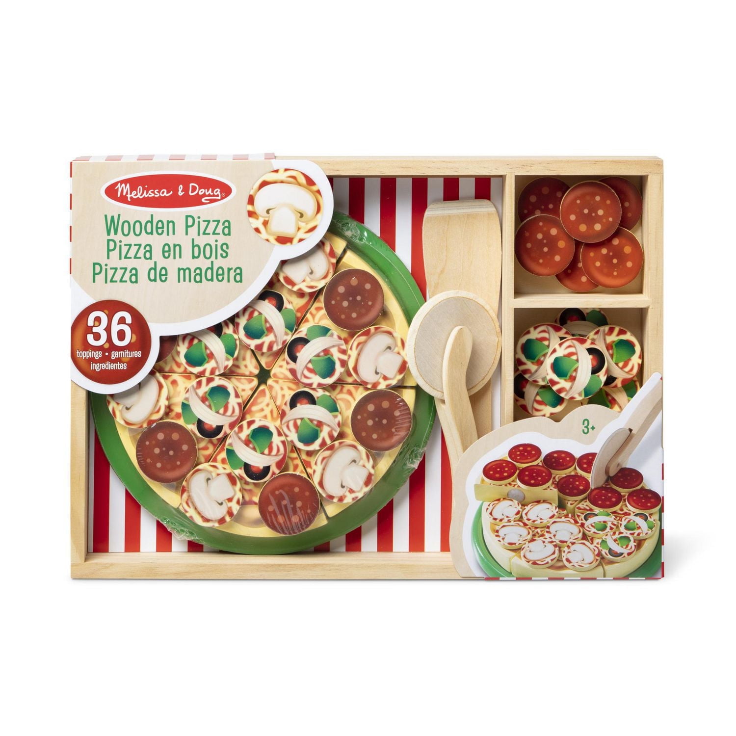 Melissa & Doug Wooden Pizza Party Play Food Set With 36 Toppings