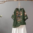 thumbnail image 5 of Blouses pour Femmes, T-Shirt Mode Décontracté Ample de Printemps Été pour Femmes, Couleur, Manches Courtes, Col Rond, Hauts Brodés, Blouse en Coton et Lin, 5 of 5