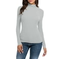 thumbnail image 1 of Kcodviy Femmes Uni Manches Longues Hauts et Bas Thermiques pour Hommes Compression Col Roulé Simulé Blouse Hauts Hauts Thermiques Femmes Coupe Ajustée Extensible Couche Encolure Dégagée Haut Thermique T-Shirts, 1 of 7