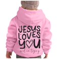 thumbnail image 4 of PMVFHDE Sweat-Shirt Fille Automne et Hiver Imprimé Lettre Col Rond Manches Longues Chandail à Capuchon Décontracté Rose, 4-5 Ans, 4 of 5