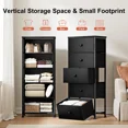 thumbnail image 2 of GUNAITO Commode Haute pour Chambre avec 5 Tiroirs Commode Bac de Rangement en Tissu Noir, 2 of 10
