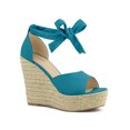 thumbnail image 1 of BLISSFUL STEP Sandales Espadrilles pour Femmes à Lacets avec Bride à la Cheville Sarcelle (Taille 8,5), 1 of 7