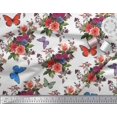 thumbnail image 2 of Soimoi Poly Georgette Fabric Leaves, & Peony Floral Print Sewing Fabric Yard 52 Inch Wide, 2 of 3