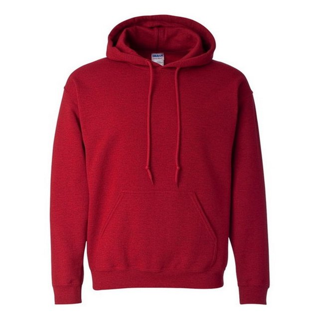 Gildan Chandail à Capuchon pour Adulte en Mélange Épais / Chandail à Capuchon au design Rouge Uni. Fabriqué à Partir d'Un Mélange de 50 % Coton et 50 % polyester avec un Tissu en Molleton de Poids Moyen. Comprend une Capuche à Double Couche avec Cordons, une Poche Kangourou, des Poignets et un Ourlet Côtelés Élastiqués, et une Coupe Décontractée. Certifié Oeko-Tex Standard 100 et Sedex pour la Durabilité.