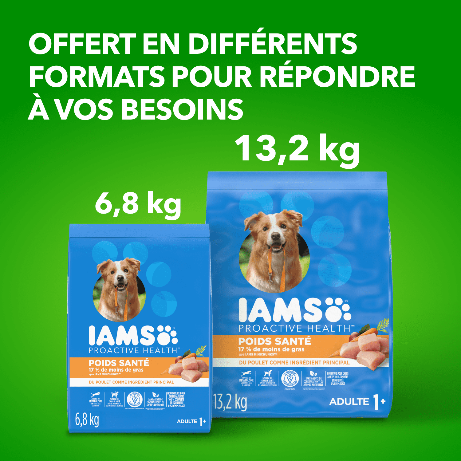 Iams Adulte Contrôle du Poids Poids Santé Nourriture Sèche pour Chiens avec du Vrai Poulet 6.8kg