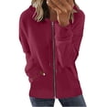 thumbnail image 2 of TIMIFIS Chandail à Capuchon à Manches Longues pour Femmes, Veste de Survêtement Zippée avec Poches - Vin - Sfall, 2 of 5