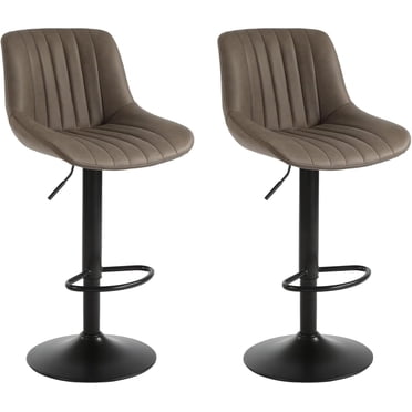 LivinVeluris Bar Stools Set of 2, Swivel Counter Height Stools with Back for Kitchen Island, Breakfast Bar, Dining & Game Room, Adjustable PU Leather
