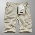thumbnail image 1 of SDNall Men Casual Solid Zipper Button Pockets Elastic Waist Cropped Cargo Shorts, 1 of 9