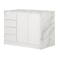 thumbnail image 2 of South Shore Myro Kitchen Island with Storage, in Faux White Marble and White, 2 of 21