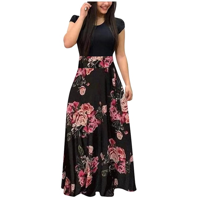 Cameland Robe Longue Décontractée de Plage pour Femme à Imprimé Floral Coloré Teinture sur Nœuds