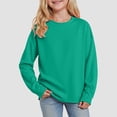 thumbnail image 2 of Splozh Fall Blouse Girls Long Sleeved Tops Comfortable Soft Breathable Fashionable Solid Color Girls Tops Green,14-15 Years, 2 of 5