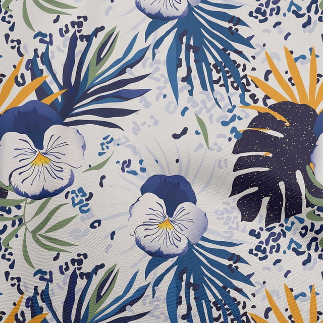 oneOone Viscose Chiffon Blue Fabric Tropical Sewing Craft Projects Fabric Prints By Yard 42 Inch Wide