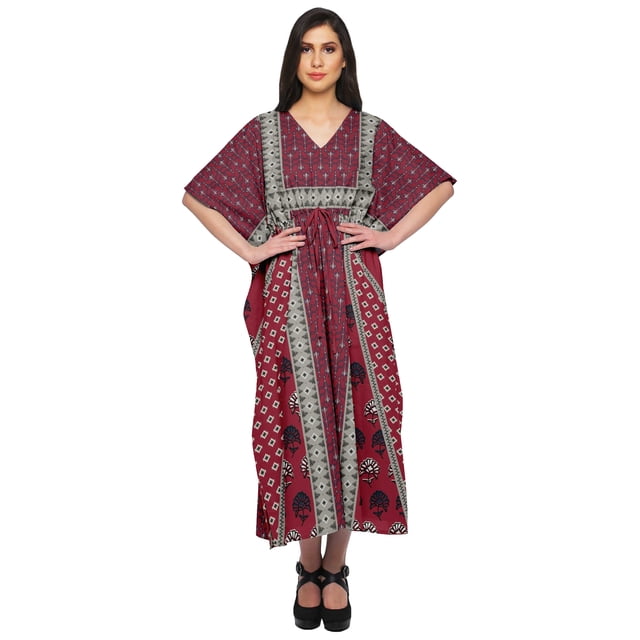 Moomaya Caftan pour Femmes Grande Taille Tenue d'Été Sortie de Plage Kimono Robe Caftan