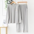 thumbnail image 1 of TIMIFIS Ensemble de Pyjama pour Hommes Hommes Ensemble de Détente 2 Pcs Ensembles de Pyjamas Confortable Uni Manches Longues Col Rond Haut de Nuit et Pantalon Costume - Printemps/été, 1 of 3