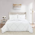 thumbnail image 2 of Marina Decoration Lush Ruffled Textured Shabby Chic Stitching Coverlet Bedspread Ultra Soft Solid Summer Embroidered Quilt Set with Quilted Shams, White Color, 2 of 6
