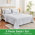 thumbnail image 3 of Gogreen 3PC Deep Pocket Twin Sheet Set Fit 14", Breathable Microfiber Soft Twin Size Sheet Set, Hotel Style Bed Sheet Set, Gift for Women, Men - Gray Flower, 3 of 25