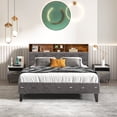 thumbnail image 3 of Costway Full Bed Frame Upholstered Platform Bed Mattress Foundation with Storage Headboard, 3 of 9