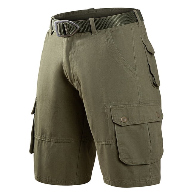 Styesk Mens Shorts Man Solid Color Workwear Multi-pocket Fifth Pants Large Size Fashion Fallow Straight-leg Pants