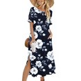 thumbnail image 1 of Ovzne Robes pour Femmes Robe Femme Couleur Unie Ample Décontractée Mode Robe à Manches Longues Robe à Col à Manches Longues pour Femmes Grande Taille Robe Maxi à Manches Longues Imprimée Liquidation, 1 of 6