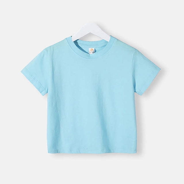 Rbaofujie T-Shirt à Manches Courtes pour Enfants T-Shirt Doux Col Rond en Coton pour Garçons et Filles